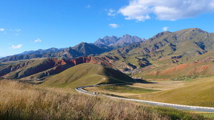 Beautiful nature landscape veiw of The Qilian Mountain Scenic Area Mount Drow in Qinghai China.