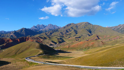 Beautiful nature landscape veiw of The Qilian Mountain Scenic Area Mount Drow in Qinghai China.