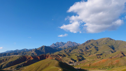 Beautiful nature landscape veiw of The Qilian Mountain Scenic Area Mount Drow in Qinghai China.