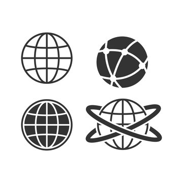 Globe earth icon set on white background