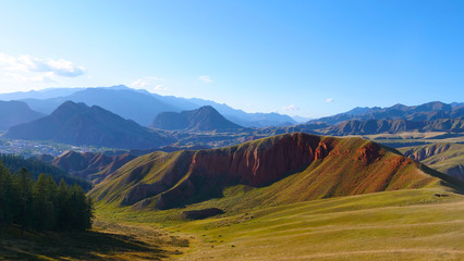 Beautiful nature landscape veiw of The Qilian Mountain Scenic Area Mount Drow in Qinghai China.