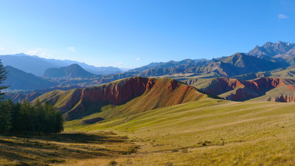 Beautiful nature landscape veiw of The Qilian Mountain Scenic Area Mount Drow in Qinghai China.
