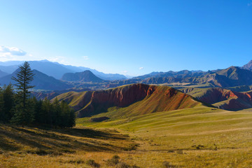 Beautiful nature landscape veiw of The Qilian Mountain Scenic Area Mount Drow in Qinghai China.