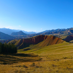 Beautiful nature landscape veiw of The Qilian Mountain Scenic Area Mount Drow in Qinghai China.