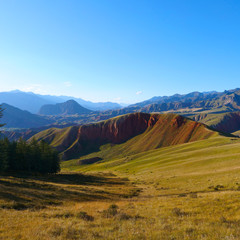 Beautiful nature landscape veiw of The Qilian Mountain Scenic Area Mount Drow in Qinghai China.