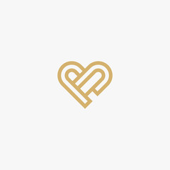 Heart Logo Icon Design Template. Love Symbol, Medical, Healthy, Abstract, Monogram, Valentines day, Romance, Wedding, Ornament Vector Illustration