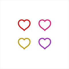 Set of heart vector logo icon design template. Love symbol, medical, healthy, wedding, valentines day.