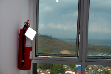 fire extinguisher Inside the condominium For safety.