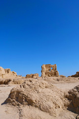 Landscape view of the Ruins of Jiaohe Lying in Xinjiang Province China.