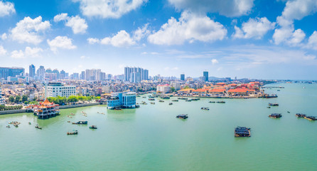 Fototapeta na wymiar Coastal and dock scenery in Beihai City, Guangxi