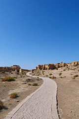 Landscape view of the Ruins of Jiaohe Lying in Xinjiang Province China.