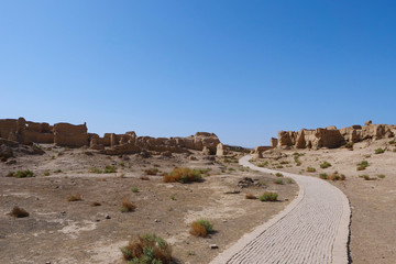 Landscape view of the Ruins of Jiaohe Lying in Xinjiang Province China.