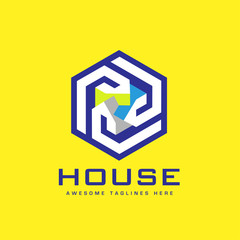 creative real estate, Property and Construction logo with hexagon template concept