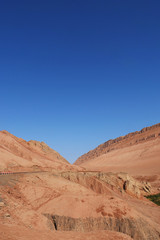 Nature landscape view of the Flaming Mountain Valley in Turpan Xinjiang Province China.