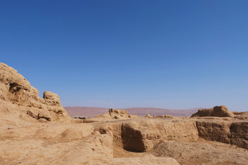 Landscape view of Gaochang Ruins inTurpan Xinjiang Province China.