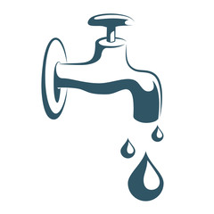 Vector drawn faucet. Isolated on white background.	