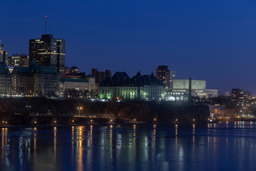 A city scape at night