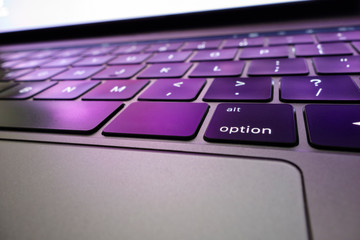 Macro shot of a keypad of a laptop