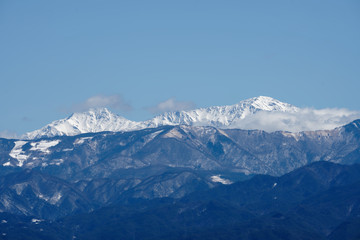 Fototapeta na wymiar Snowy mountains with cloud and sky