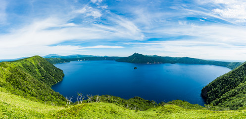 Fototapeta na wymiar panoramic view of Lake Mashu,Akan National Park,Mashu-ko, Hokkaido, Japan
