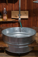 Outdoor homemade aluminum sink.