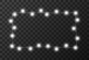 Christmas lights isolated on transparent background, vector illustration