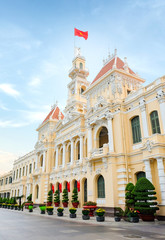Fototapeta na wymiar Ho Chi Minh City, Vietnam - April 29, 2018 : Ho Chi Minh City Hall