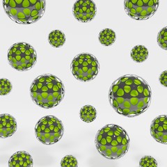 Futuristic spheres green abstract background 3d render