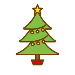Christmas tree vector illustration with cute design isolated on white background 