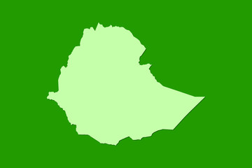 Ethiopia vector map with single land area using green color on dark background illustration