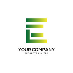 modern E, creative E, abstract E letter logo design template