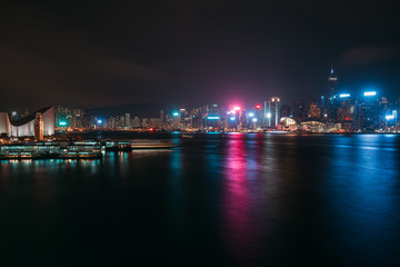 Fototapeta premium Long exposure Victoria harbor landscape