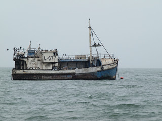 Unmanned ship at sea