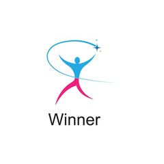 Sport Fitness Winner Champion Man Logo design vector template. Active workout concept Logotype icon