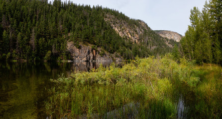 Beautiful View of Crown Lake in Marble Canyon Provincial Park during summer time. Located in Pavilion, British Columbia, Canada.