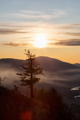 Beautiful View of the Colorful Summer Sunrise in Kamloops, British Columbia, Canada.