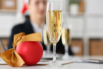 Businessman in santa hat against a background