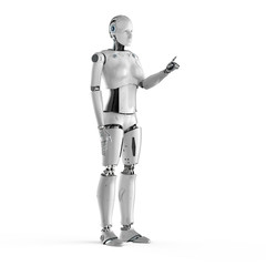 Obraz premium Female cyborg or robot finger point