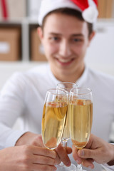 A group of businesspeople celebrating Christmas