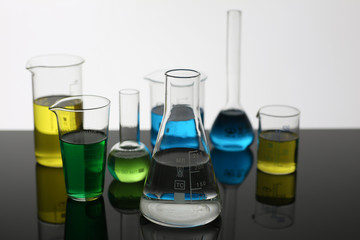 Chemical industry bulb with blue magenta