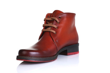 Orange red leather shoes men women