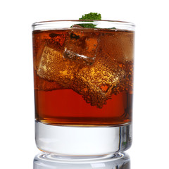 Cocktail whiskey cola with ice