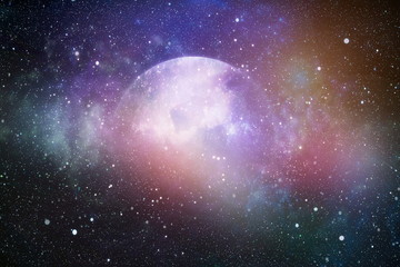 Blue dark night sky with many stars. Milky way on the space background . Milky way galaxy with...