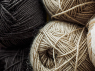 Balls of yarn for crochet. Lots of yarn in different colors