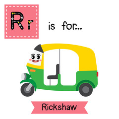 Fototapeta premium Letter R tracing. Auto Rickshaw