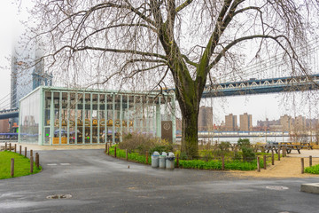 Fototapeta na wymiar The Jane's Carousel near Brooklyn Bridge in New York City,USA 