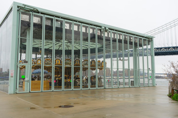  The Jane's Carousel near Brooklyn Bridge in New York City,USA 