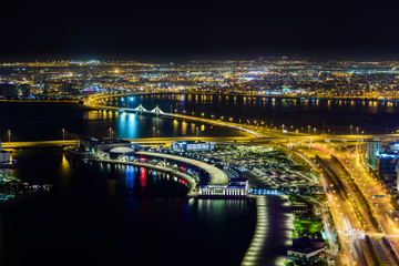 Fototapeta na wymiar Aerial view of Bahrain skyline and newly constructed areas in Manama, Bahrain