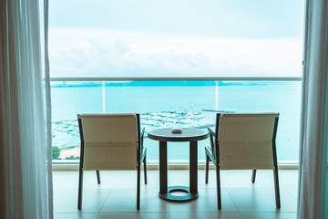 chair at balcony with sea view for sit relax