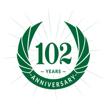 102nd years anniversary celebration design. One hundred and two years logotype. Vector and illustration.